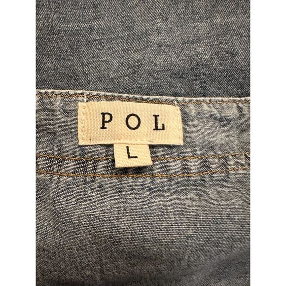 Pol 100% Cotton Denim Button Up Sleeveless Mini Dress Size Large - Picture 7 of 7
